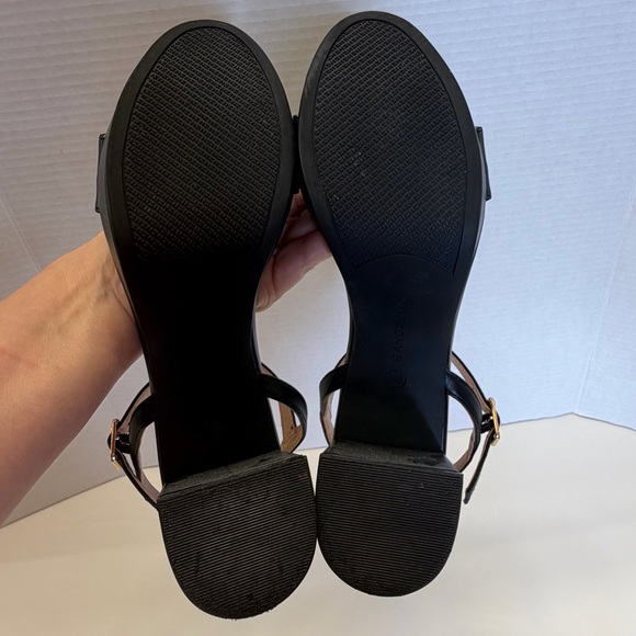 NWOT Bandolino Black Leather Block Heel Sandals - Minimalist & Versatile Size 8 - Picture 10 of 11